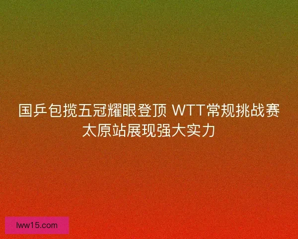 国乒包揽五冠耀眼登顶 WTT常规挑战赛太原站展现强大实力